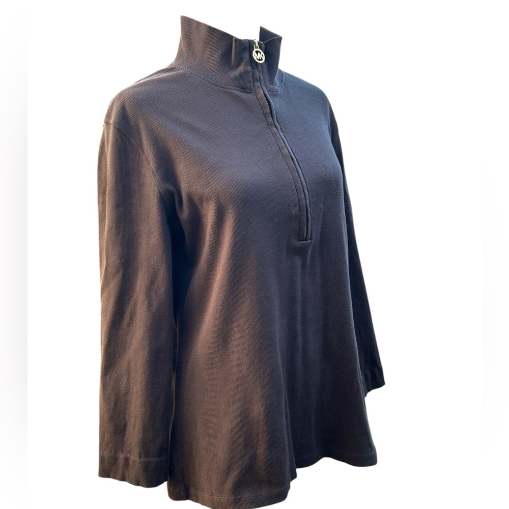 Michael Kors Womens Sweater Espresso Brown Half  Zipper